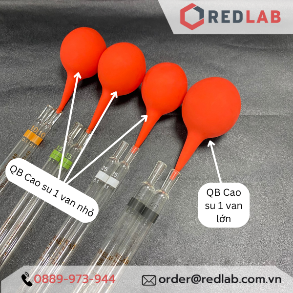 Combo pipet thủy tinh loại dài có chia vạch nhiều thể tích 1ml 2ml 5ml và quả bóp Cao Su / Silicon đi kèm