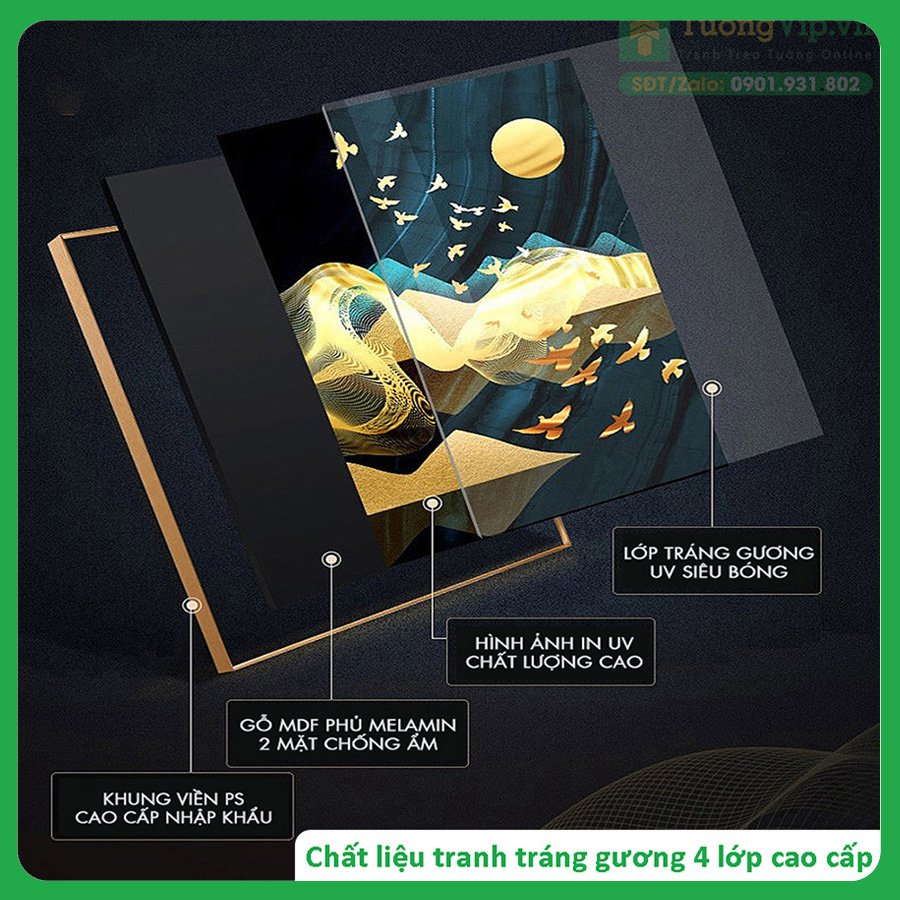  Tranh Tráng Gương Treo Tường Cao Cấp - 3D Cá Chép Và Hoa Sen