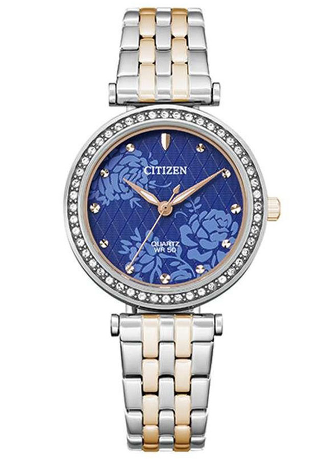 Đồng Hồ Nữ Citizen Đính Đá Swarovski Dây Thép Không Gỉ ER0218-53L - Mặt Xanh