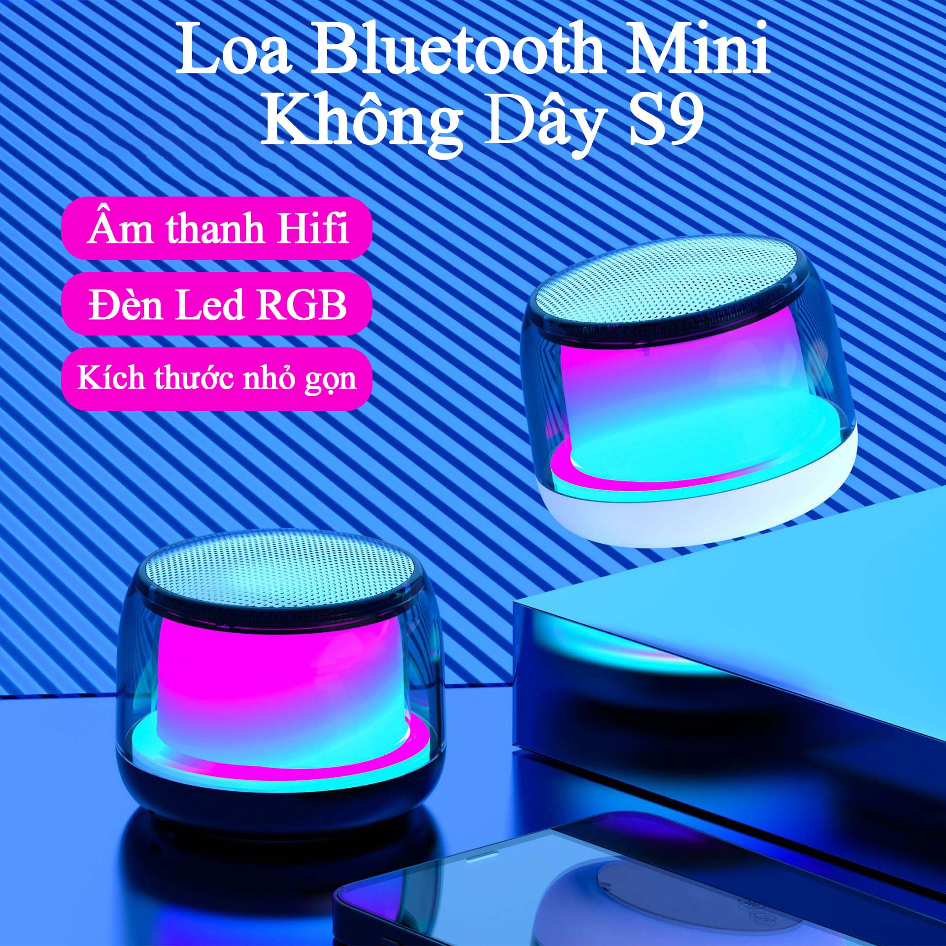 Loa Bluetooth Mini Không Dây Smart Speaker S9 Có Đèn LED Cầm Tay Giá Rẻ Treble Rời Nghe Nhạc Công Suất Lớn Hát Karaoke Vi Tính Tương Thích Với Điện Thoại Máy Tính