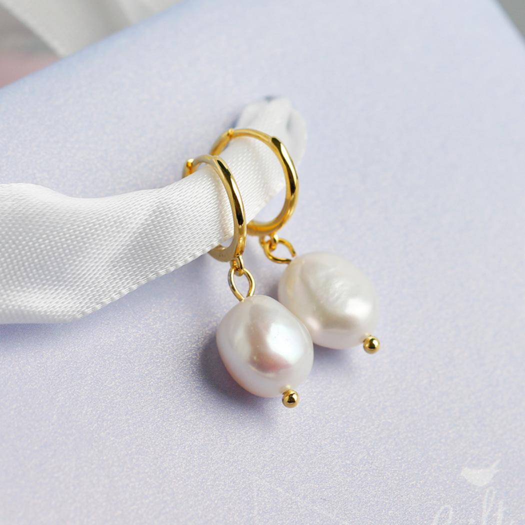 Bông Khuyên Tai Ngọc Trai Nước Ngọt Thiên Nhiên Cao Cấp - Kiểu Móc Baroque - Trang Sức Cô Tấm - ABBY PEARL - CTJ1610