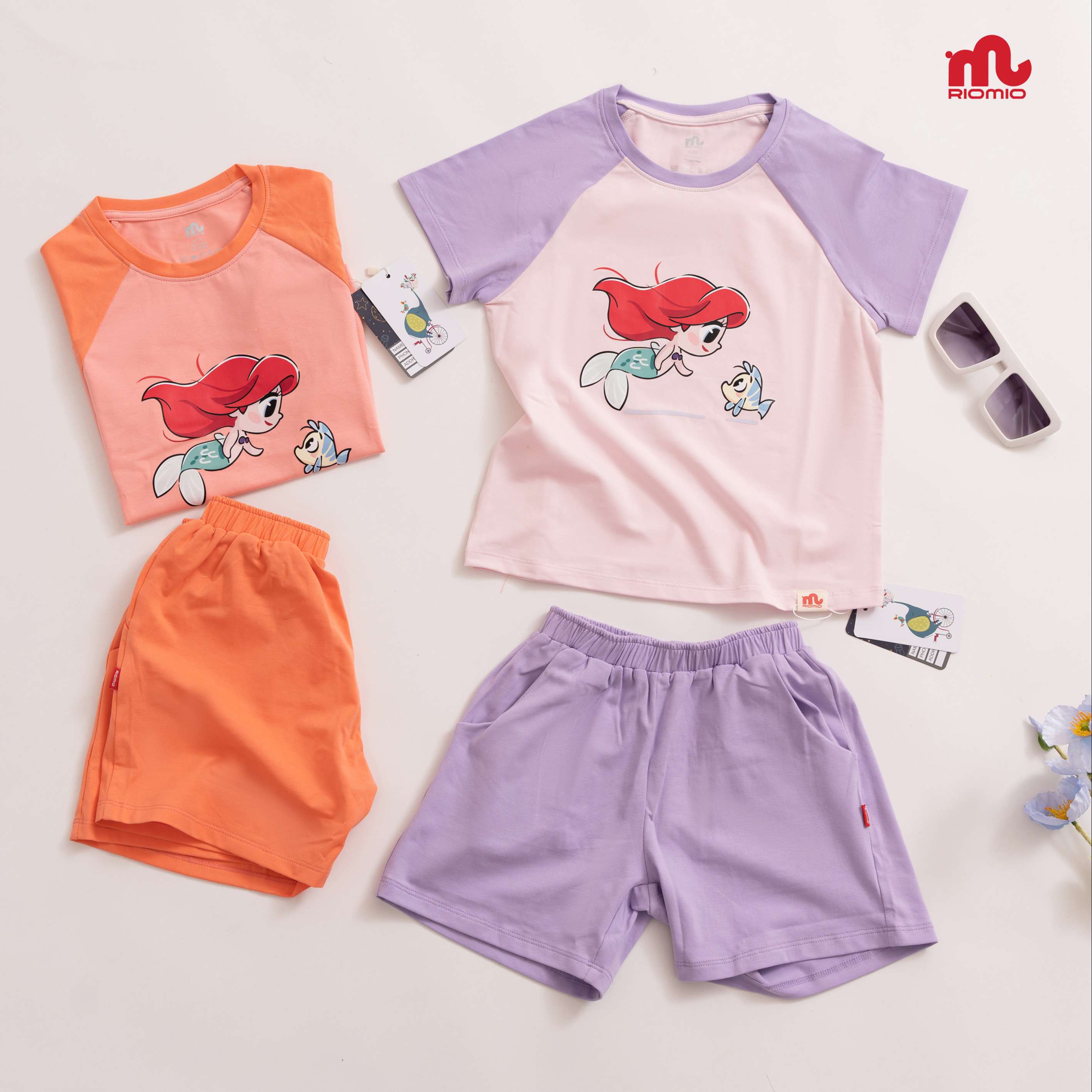 Bộ quần áo thun cotton bé trai bé gái in người nhện và tiên cá Riomio size 2-7 tuổi (13-27kg) đẹp mềm mại mát - RBU398