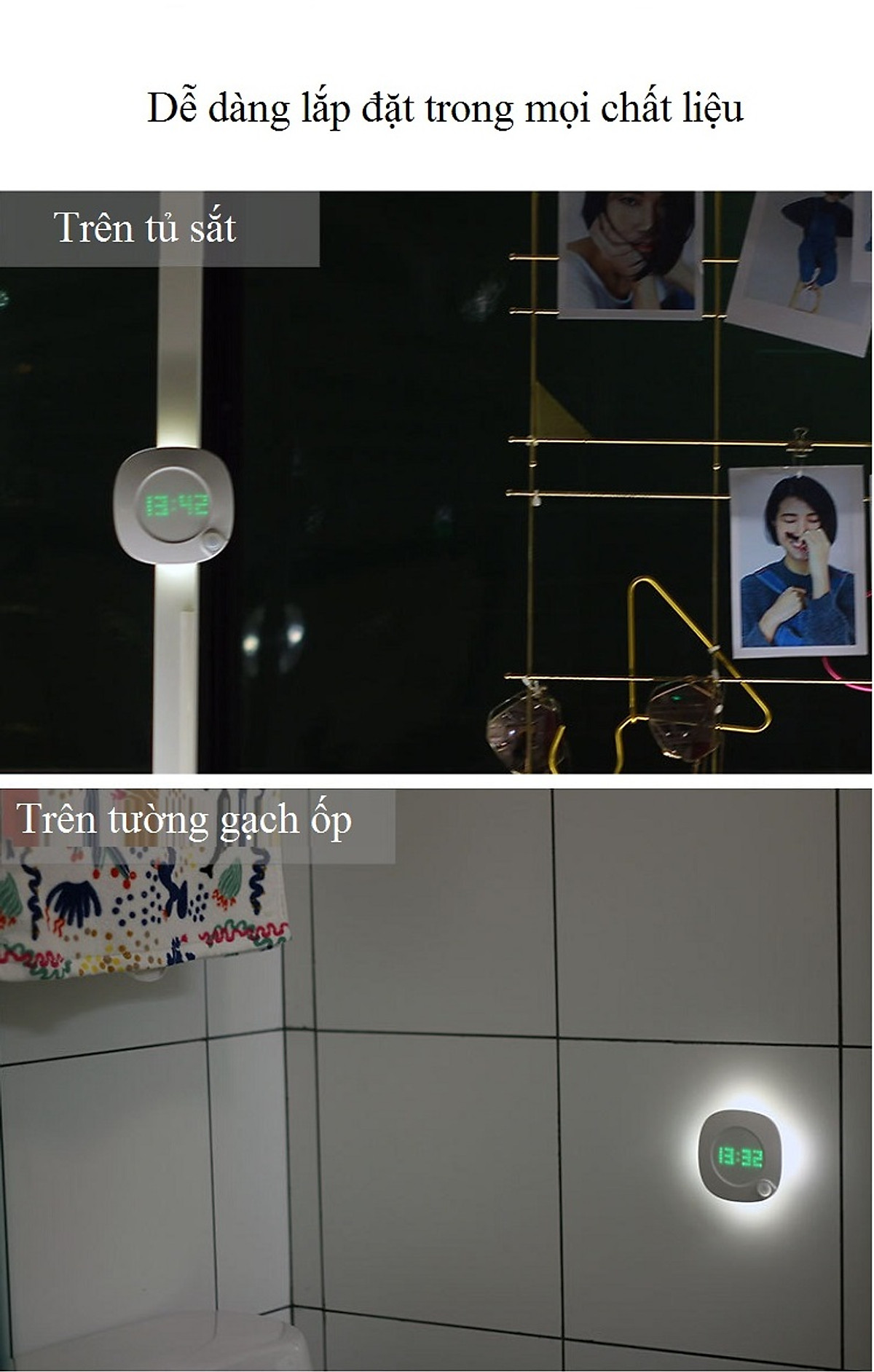 Đèn cảm ứng mini thông minh đa năng có đồng hồ - Hàng nhập khẩu