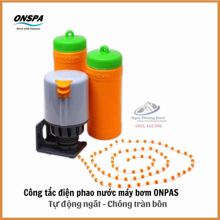 Phao Điện bơm nước ONPAS Tự động ngắt mở, Chống Tràn Chống Cạn, Tiếp Điểm Mạ Bạc Siêu Bền ST-70AB15