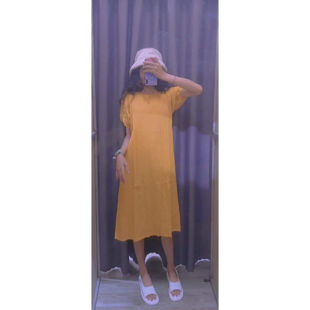 Đầm xô nhún cổ tròn Lovi
