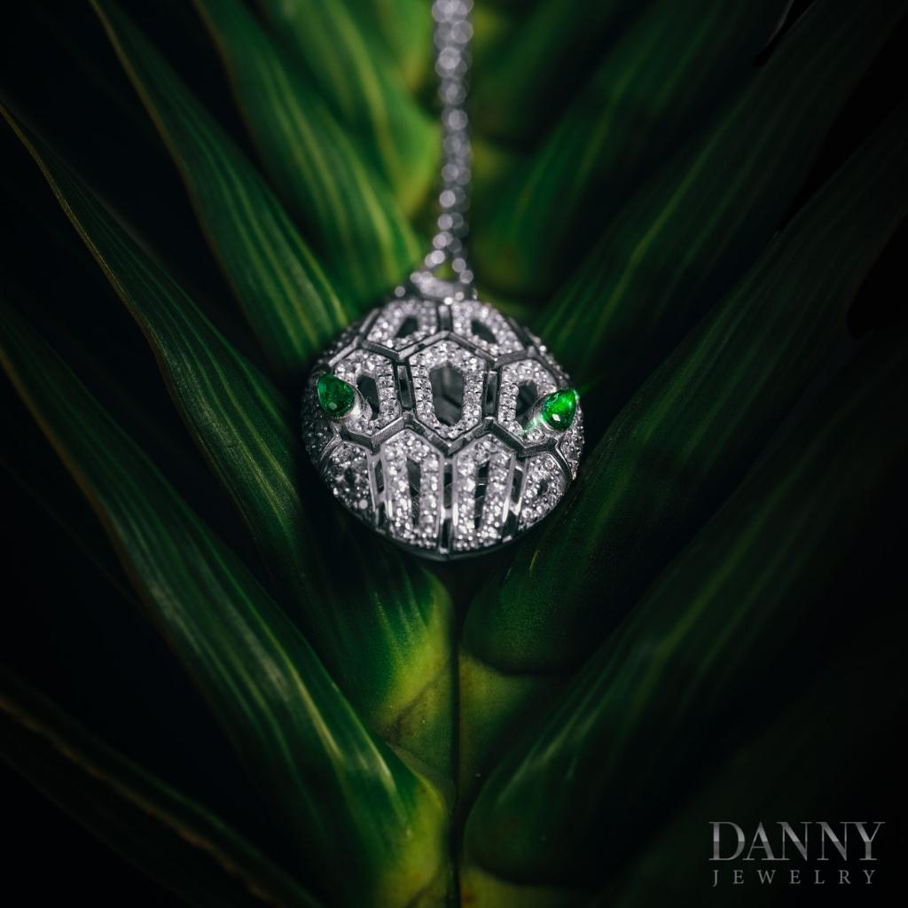 Dây Chuyền Có Mặt Danny Jewelry Bạc 925 Xi Rhodium Biểu Tượng Đầu Rắn Đính Đá CZ &amp; Zircon DM001TNK