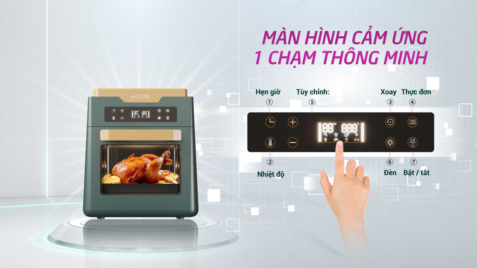 Nồi chiên không dầu Mutosi MF-99D dung tích 12 Lít - Công nghệ nhật bản - Hàng chính hãng