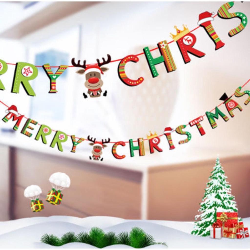 DÂY CỜ GIẤY TREO CHỮ MERRY CHRISTMAS DÀI 2m5 PHỤ KIỆN TREO TRANG TRÍ NOEL NGÀY LỄ GIÁNG SINH