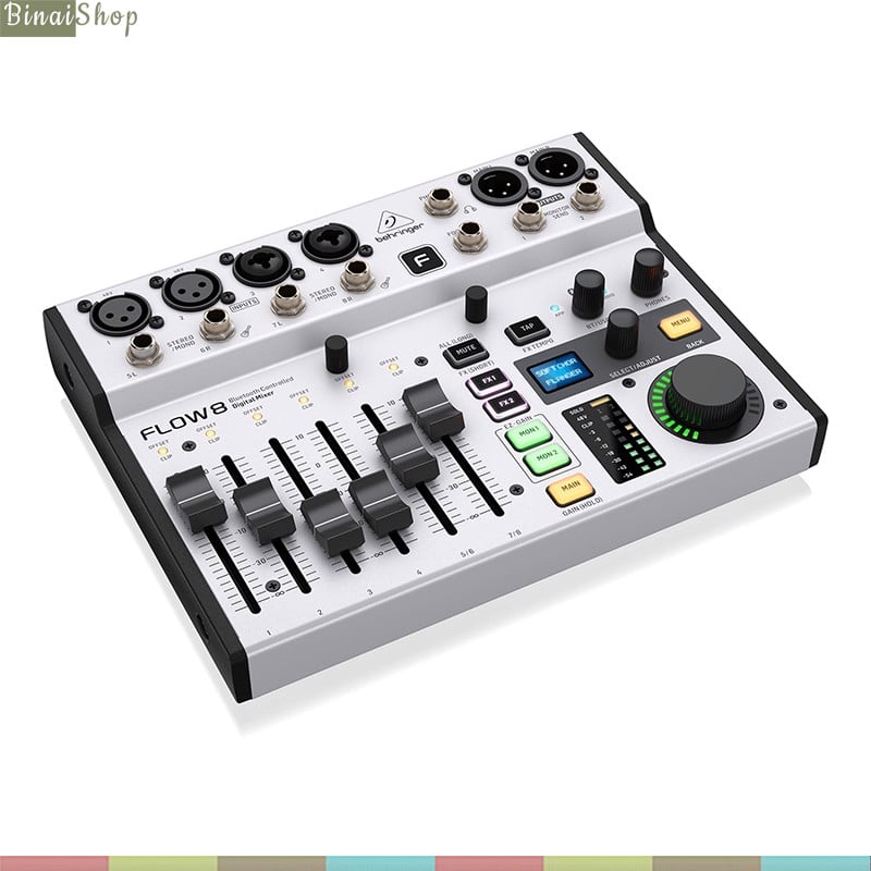 Behringer Flow 8 - Mixer Cơ Lai Số 8 Kênh Đầu Vào, Hỗ Trợ Bluetooth, Cổng USB Phát Trực Tiếp- Hàng chính hãng