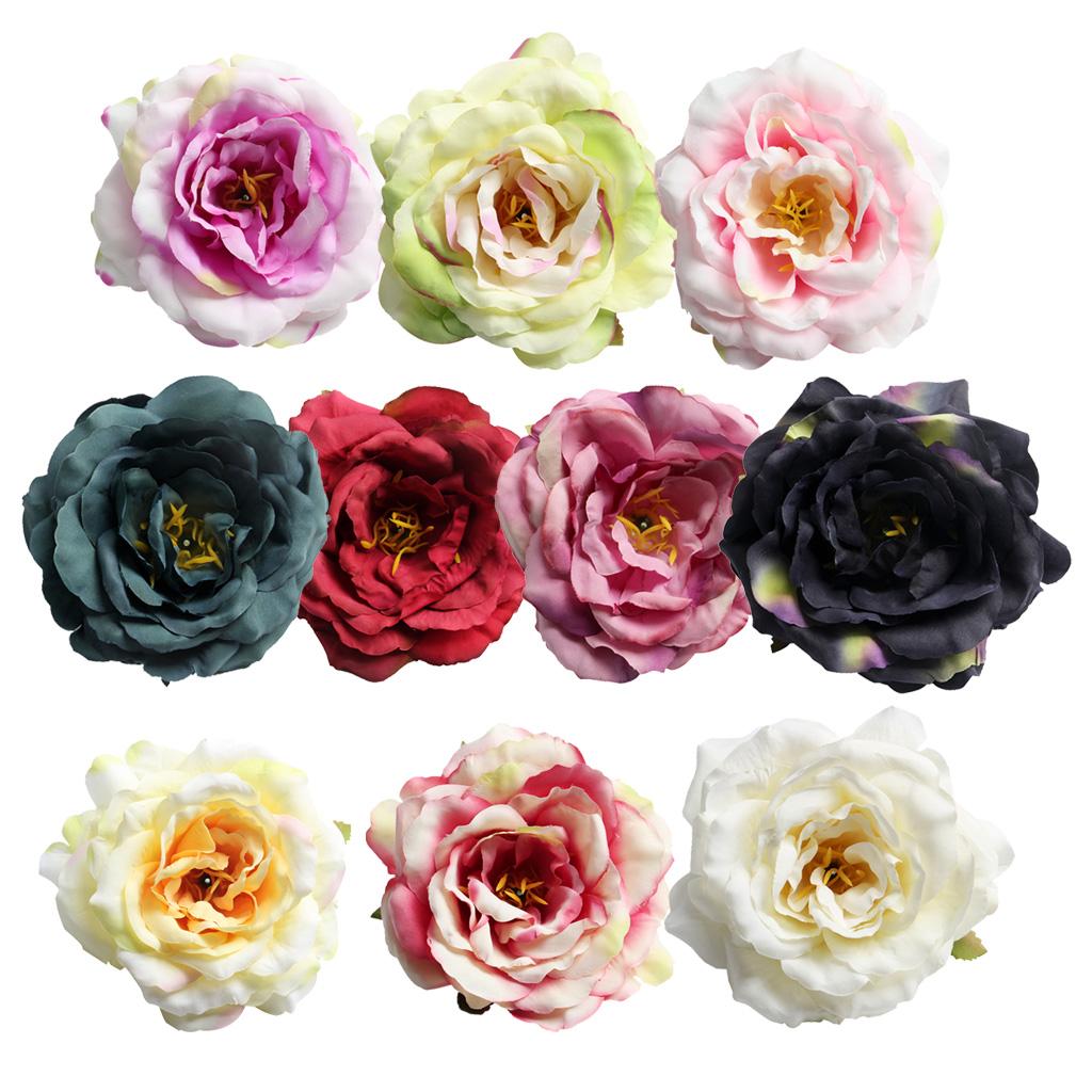 10 Pieces Artificial Peony Silk Flower Head DIY Accessories