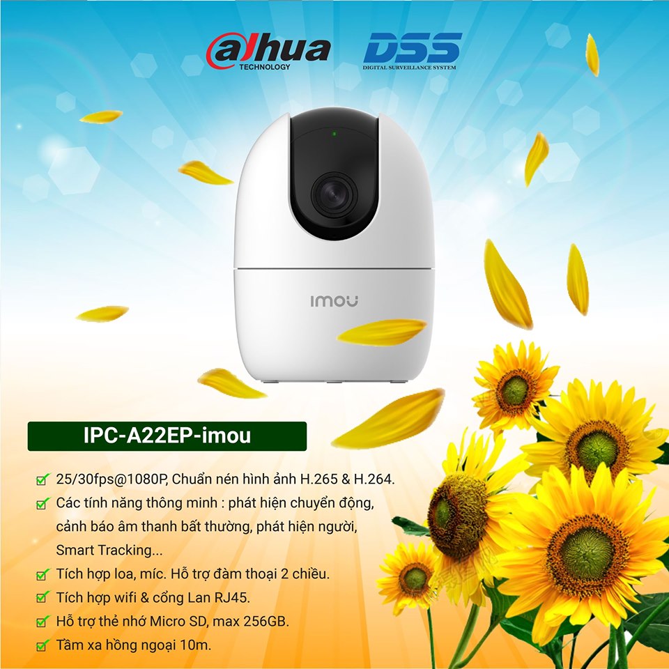 Camera IP Wifi IMOU IPC A22EP chuẩn 1080P Xoay 360 độ -  hàng chính hãng