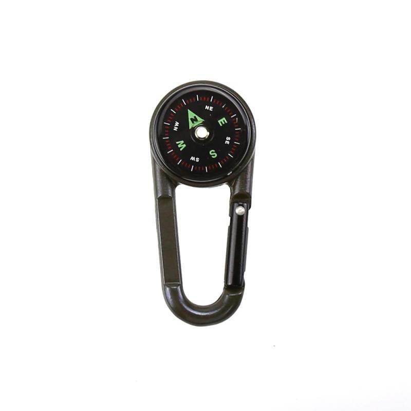 Metal Outdoor Keychain Mini Compass Double-sided Mountaineering Key Buckle Snap Hook Thermometer Compass Carabiner