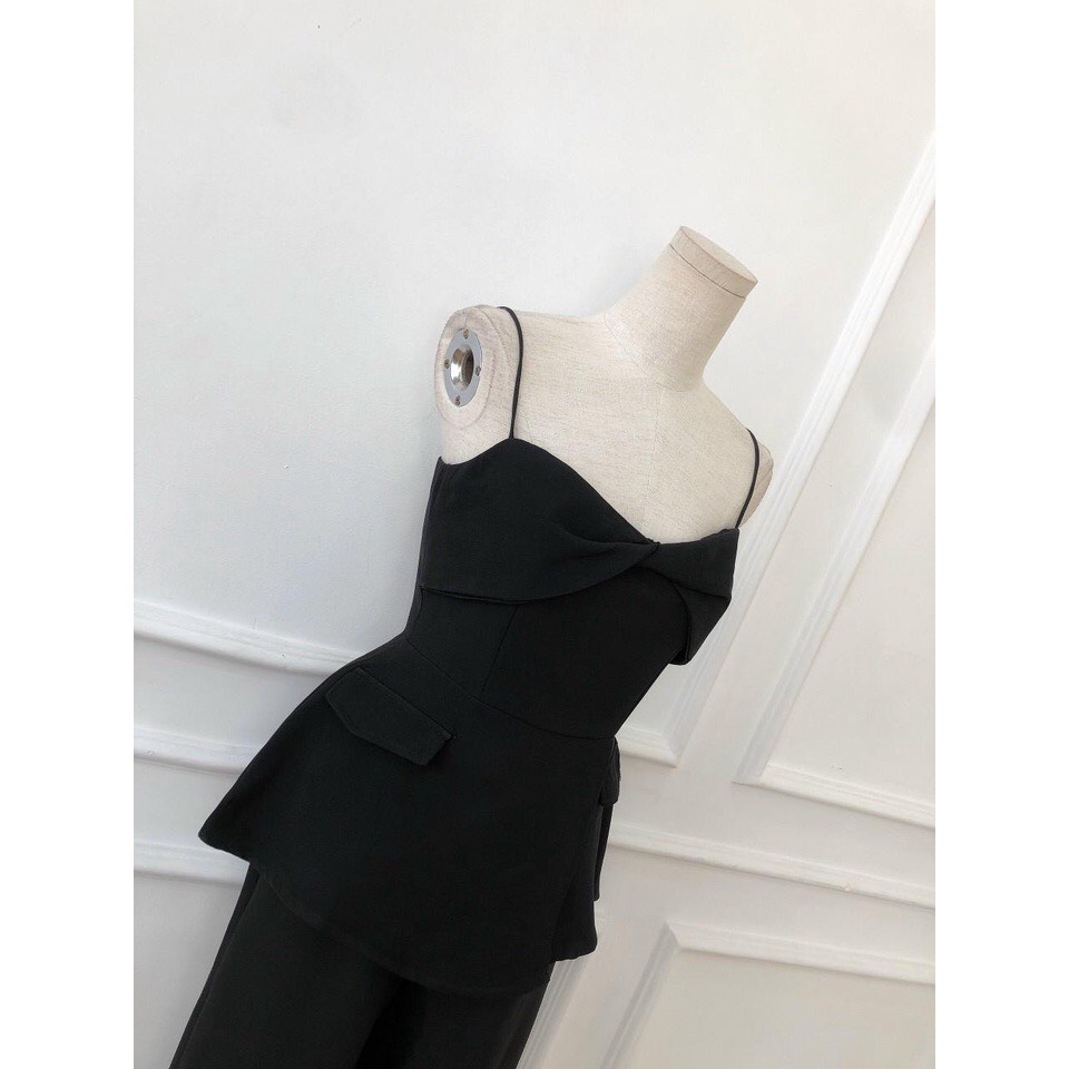 Áo peplum hai dây nơ kiểu, nắp túi form xòe cực sang chảnh