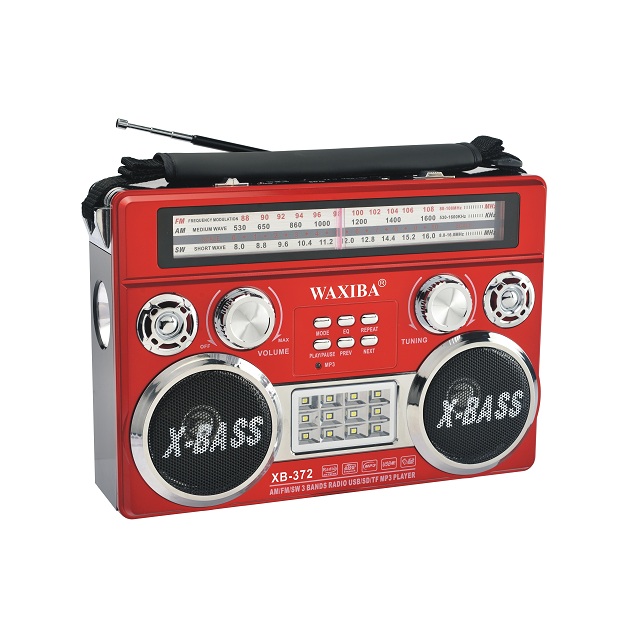 ĐÀI RADIO WAXIBA 372URT BẮT SÓNG FM/AM/SW KHỎE – NGHE NHẠC TỪ USB THẺ NHỚ – LOA EXTRA BASS STEREO Hàng chính Hãng