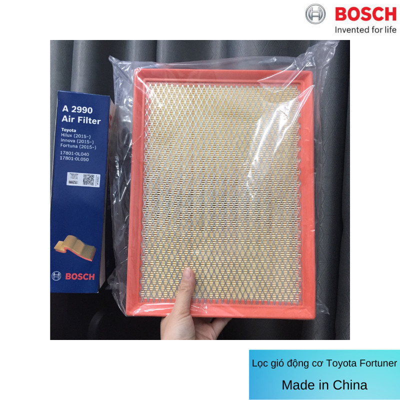 Lọc Gió Động Cơ BOSCH A2990 cho xe Toyota Fortuner 2.4/2.7 , Hilux 2.4 , Innova 2.0 , Made in China