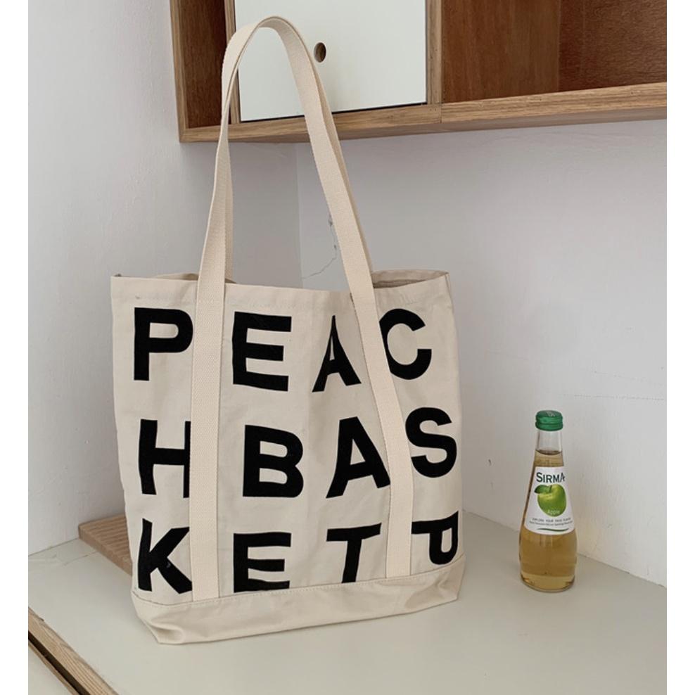 T265/ Túi Vải Tote Thời Trang Vintage Peach Basket Phiên Bản Giới Hạn