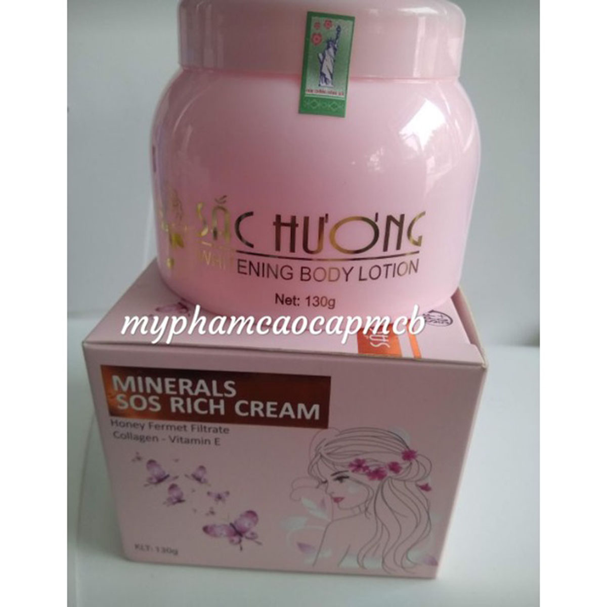 Kem body kích trắng da sắc hương , Dưỡng Trắng Da Body Chống Nắng  Vi Tảo Lục 130g
