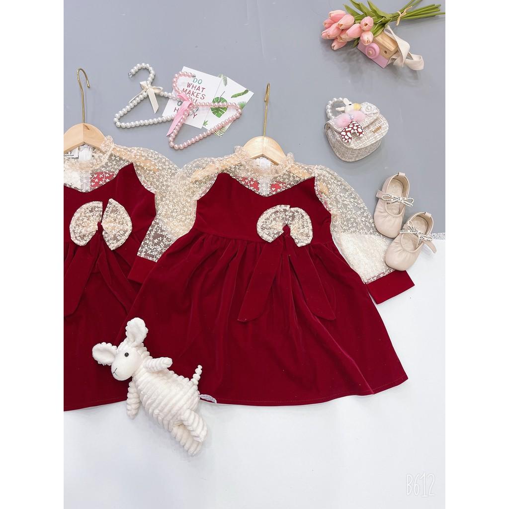 Váy Nhung Đỏ Phối Ren