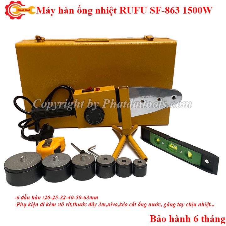 Máy hàn ống nhiệt cỡ lớn RUFU SF863-Công suất 1500W-Đầy đủ phụ kiện-Bảo hành 6 tháng