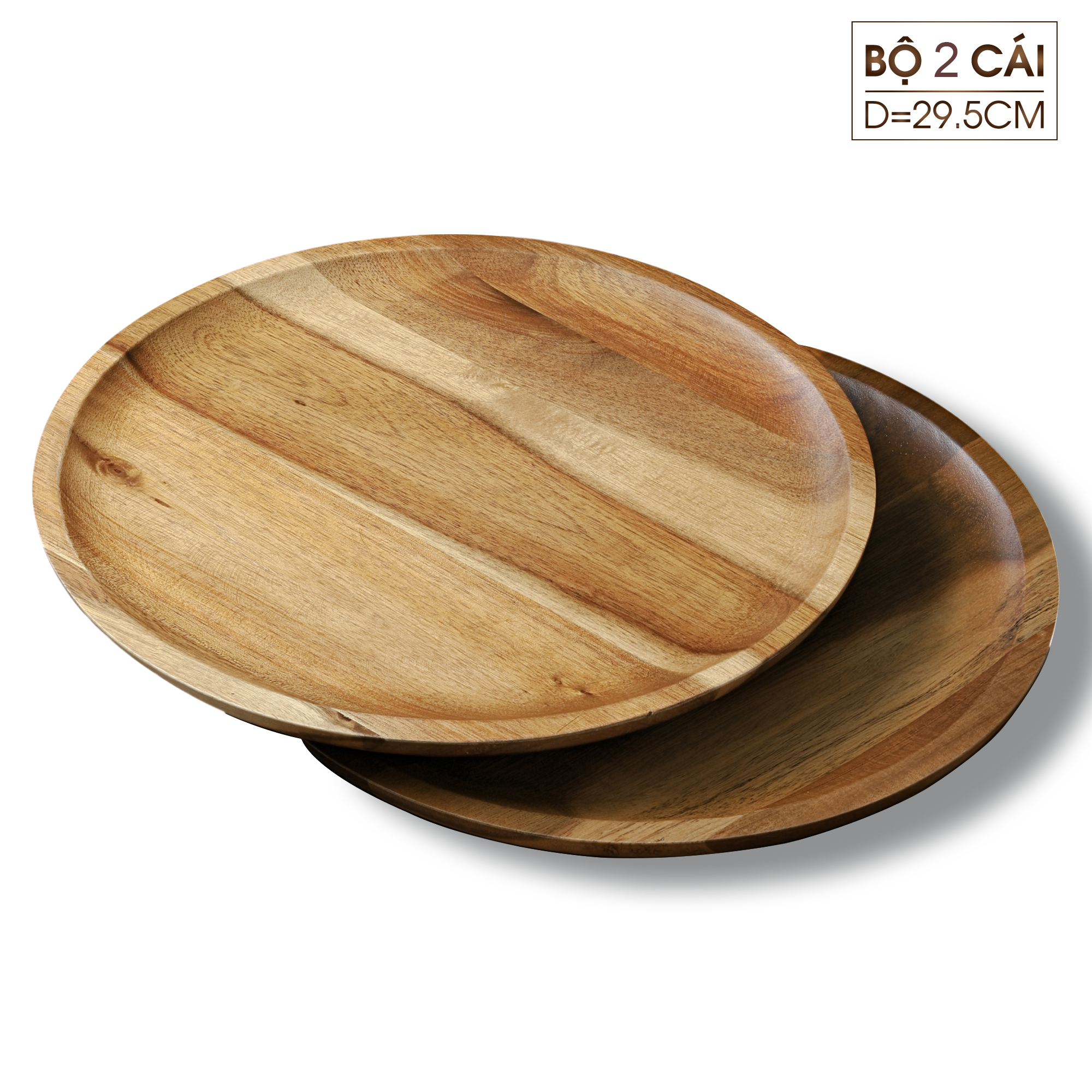 KHAY,  ĐĨA GỖ TRÀM TRÒN ĐƯỜNG KÍNH 28CM ( BỘ 2 CÁI)