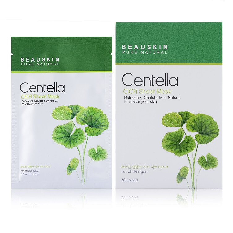 Mặt nạ dưỡng ẩm, làm trắng và mờ thâm sẹo Beauskin Cica Centella Sheet Mask 30ml - Hàn Quốc Chính Hãng