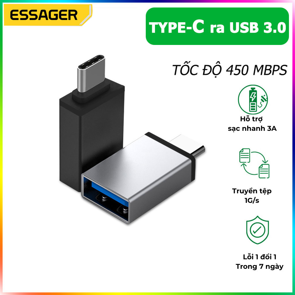 Đầu Chuyển Đổi USB Type C sang USB 3.0 .Hàng chính hãng ESSAGER