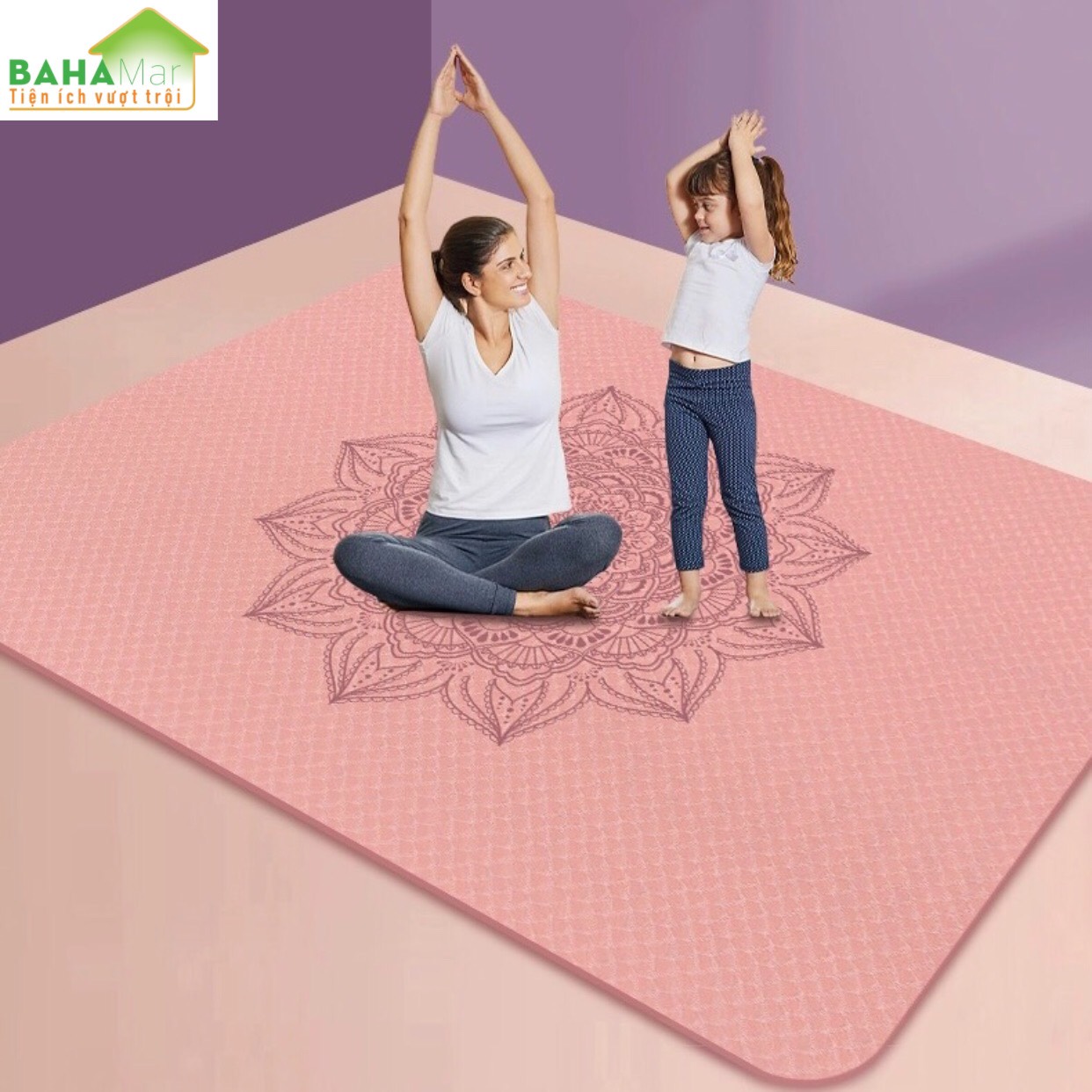 THẢM TẬP ĐA NĂNG (YOGA) ĐÔI KÍCH THƯỚC LỚN 130cm x 200cm  &quot;BAHAMAR&quot; mềm mại và thoải mái khi sử dụng trong nhà để bảo vệ đôi chân của bạn và để giảm tiếng ồn khi tập thể dục, chống thấm nước và mồ hôi