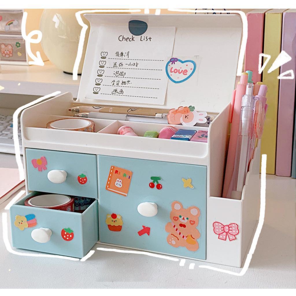 Cosmetic Storage Box Display Case with Drawer Makeup Brush Holder Makeup Organizer for Countertop