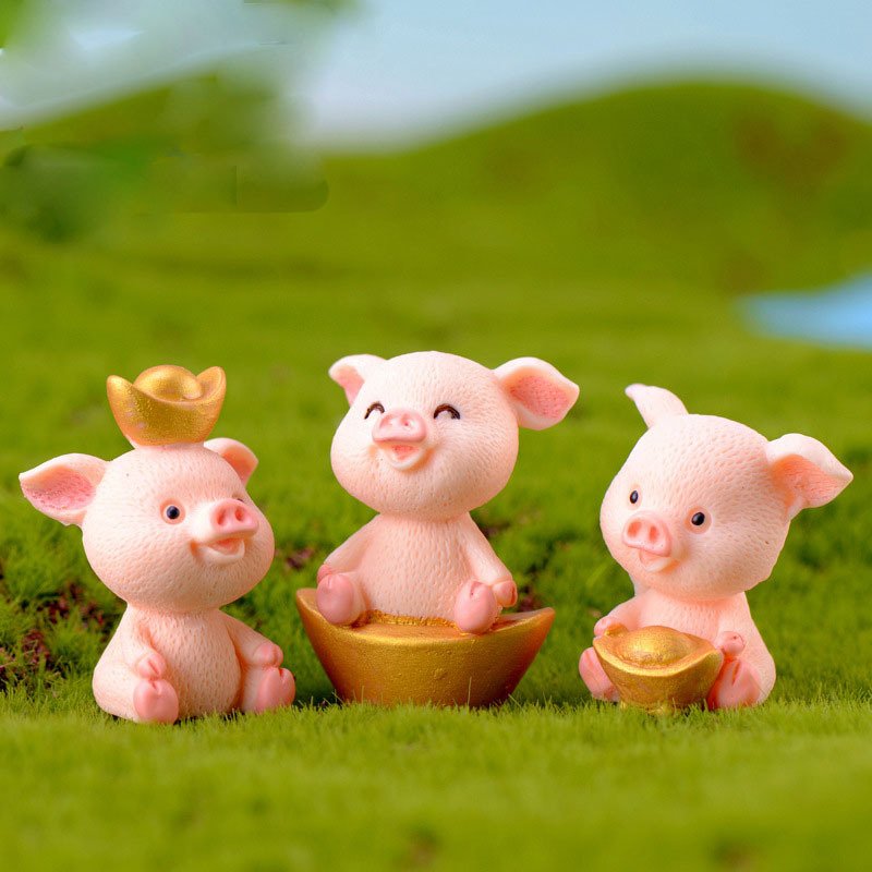 Combo 5 con heo ngậm tiền vàng may mắn phát lộc tài
