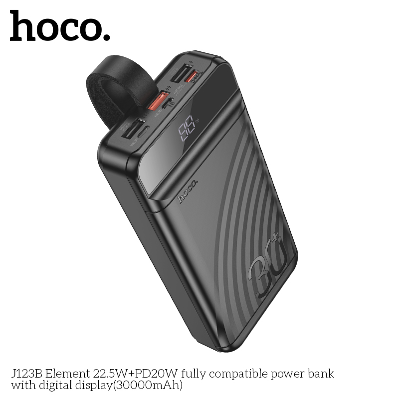 Pin Sạc Dự Phòng Dành Cho Hoco J123B Element Màn Hình Kỹ Thuật Số 30000Mah 22.5W + Pd20W Qc3.0 Cao Cấp Hàng Chính Hãng