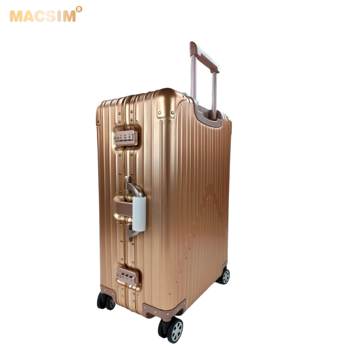Vali hợp kim nhôm nguyên khối MS1104 nhãn hiệu Macsim cao cấp màu Rose cỡ 26 inches