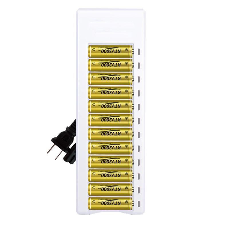 Máy Sạc 12 khe pin AA / AAA tặng kèm 12 pin 3000mAh Vàng