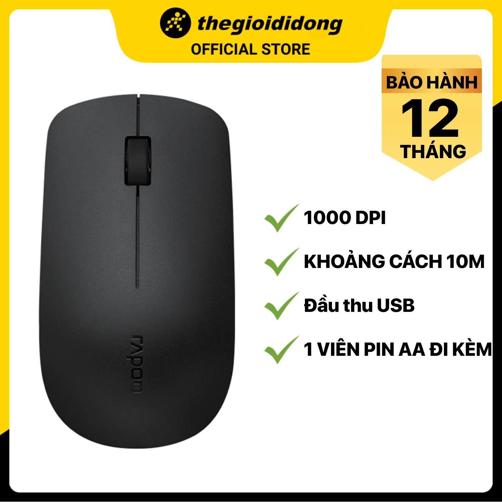 Chuột Không Dây Rapoo M20 Plus Đen - Hàng chính hãng