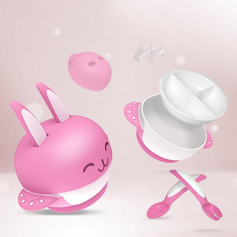 6 Cái/bộ Bé Trẻ Em Ăn Tập Đi Đào Tạo Trẻ Hút Món Ăn Hút Bát Đĩa Thìa Tặng Chống Trơn Trượt Bộ Đồ Ăn