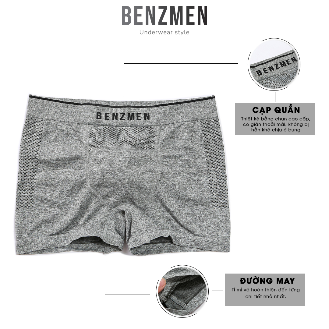 COMBO 5 Quần Sịp Boxer Nam Cao Cấp Benzmen Dệt Từ Chất Liệu Polyamide kết hợp Spandex Thoáng Mát Co Giãn 4 Chiều, Kháng Khuẩn Và Khử Mùi Mồ Hôi BX01