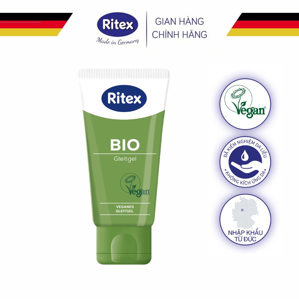 Gel bôi trơn gốc thực vật thuần chay Ritex Bio cao cấp,tuýp 50 ml (date T8/24)