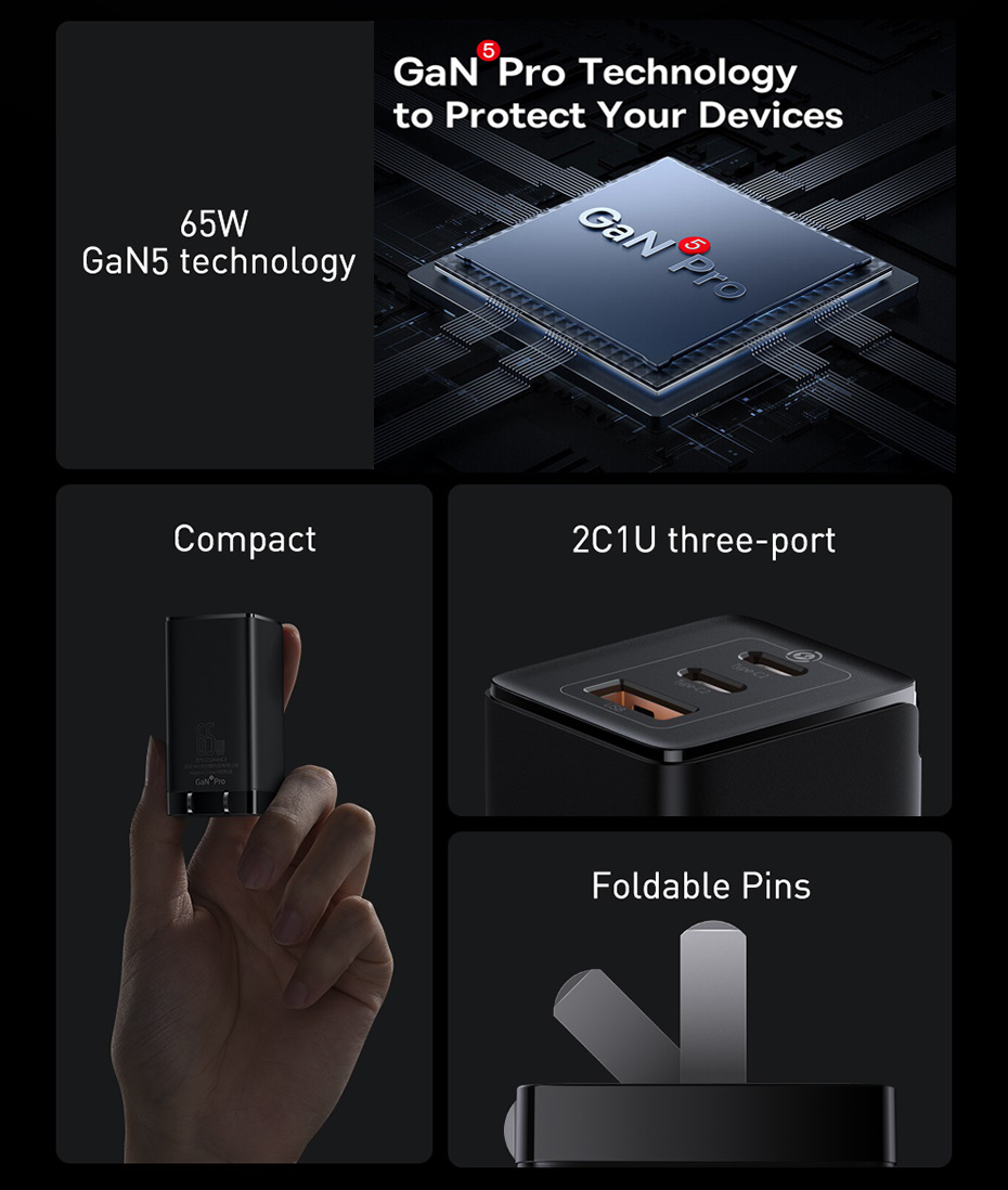 Bộ sạc nhanh đa năng thế hệ mới Baseus GaN5 Pro Quick Charge 65W cho Smartphone/ Tablet/ iPad/ Macbook/ Laptop - Hàng chính hãng