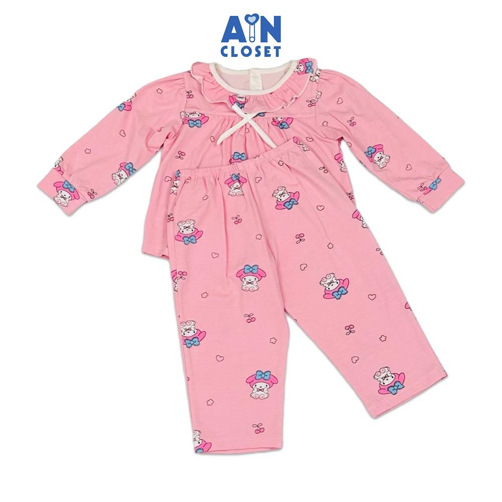 Bộ quần áo Dài bé gái họa tiết Thỏ Melody Hồng Thun cotton - AICDBGELLEJI - AIN Closet