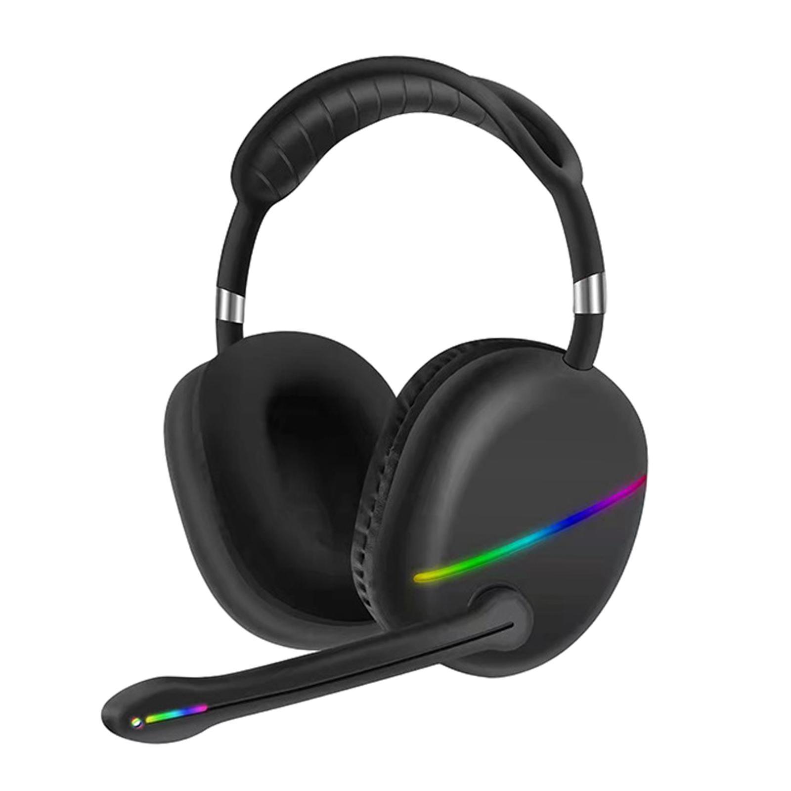 Bluetooth Wireless Headphones Low Latency RGB Light Noise Reduction Black