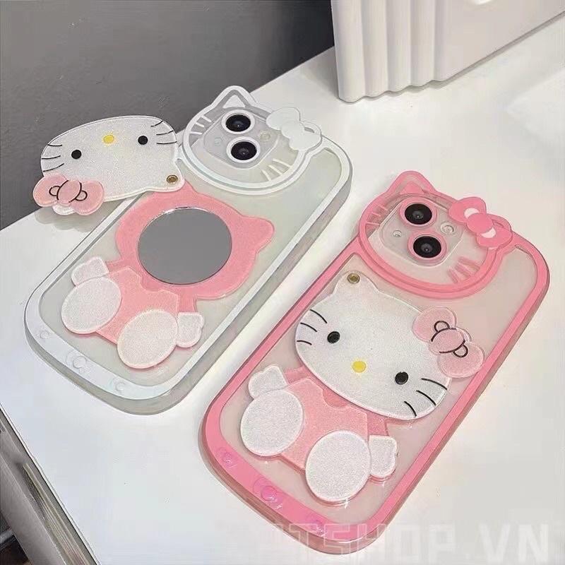 Ốp Điện Thoại Hoạ Tiết Hello Kitty/ Khủng Long Kèm Gương cho 7p/8p/X/Xs/11/ 11promax/12 /12 pro/ 12 promax 13 13Promax