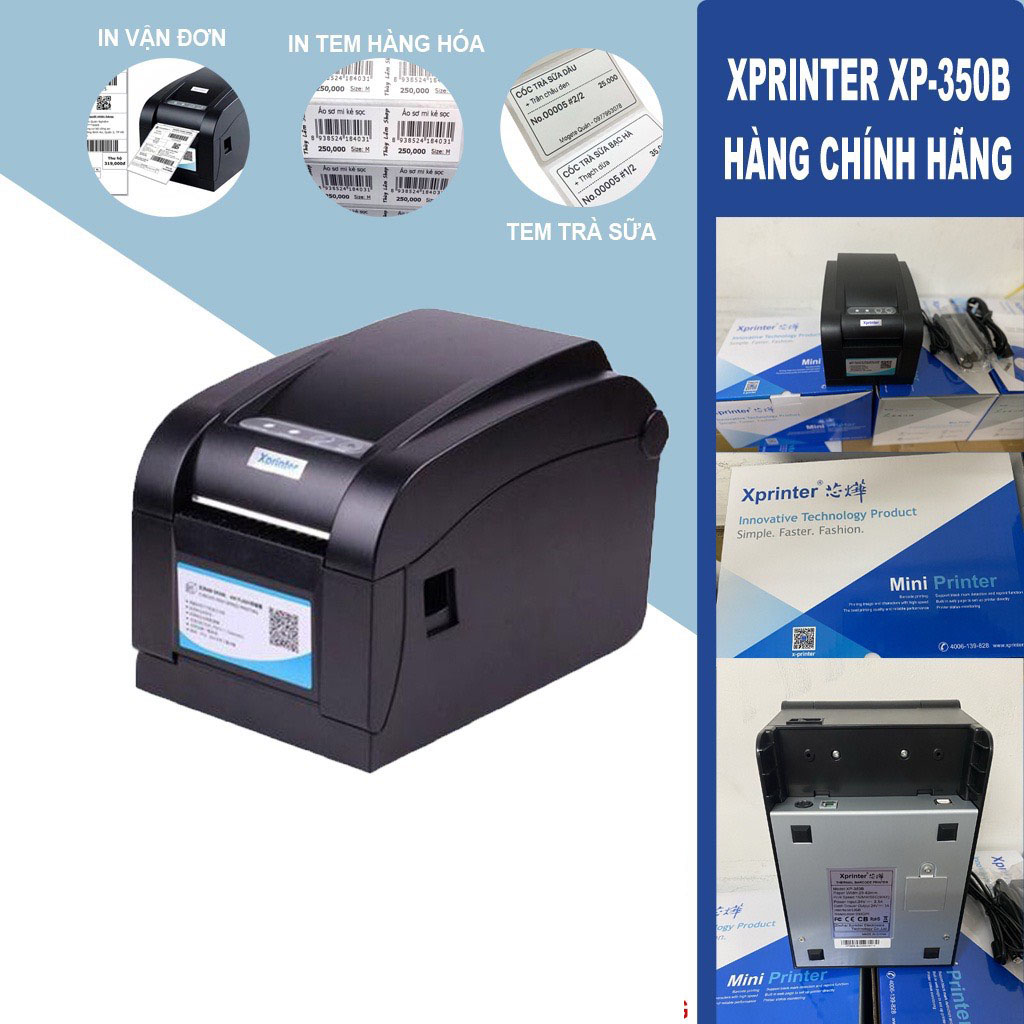 Máy In Mã Vạch Xprinter 350B In Tem Mã Vạch, In Đơn Hàng TMĐT, In Nhãn Sản Phẩm