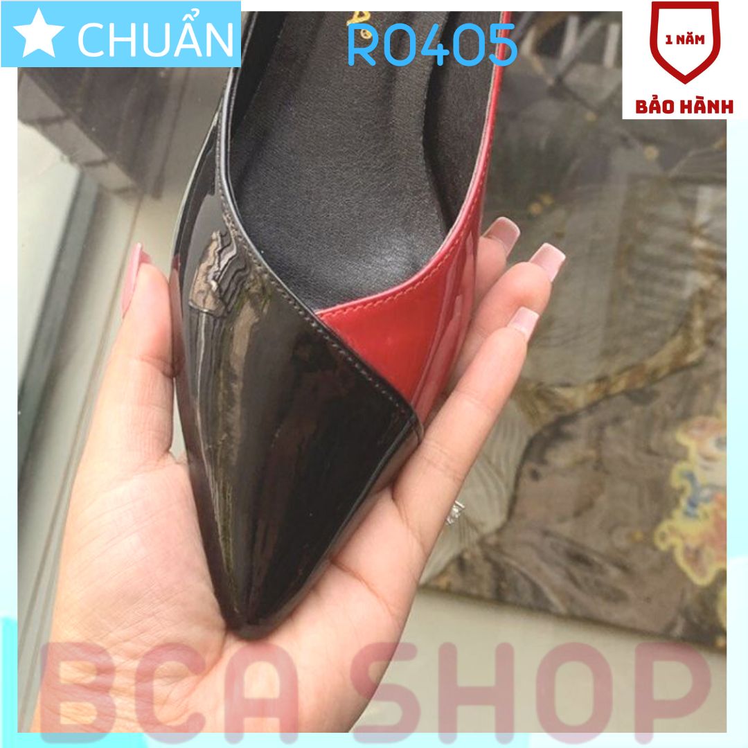 Giày cao gót nữ 4p RO405 ROSATA bít mũi, phối 2 màu rất sành điệu và sang trọng tại BCASHOP - màu đỏ phối màu đen