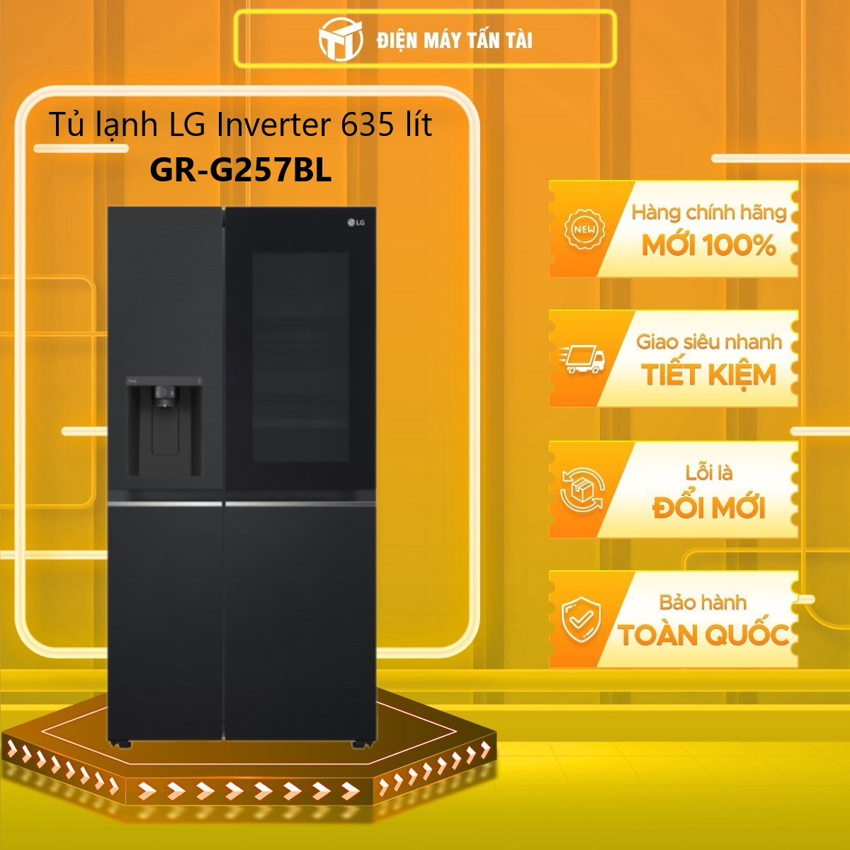 Tủ lạnh LG Inverter 635 lít Side By Side InstaView GR-G257BL - Hàng chính hãng - Giao HCM và 1 số tỉnh thành