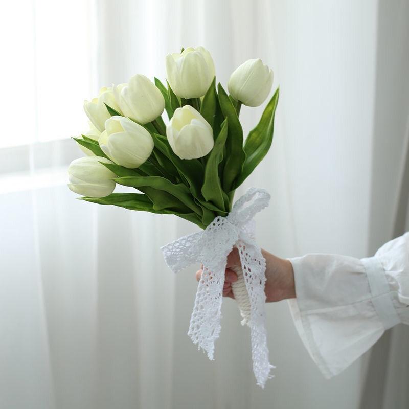 Hoa giả trang trí, Hoa tulip nhiều màu cao cấp giống thật 99% decor phụ kiện chụp ảnh