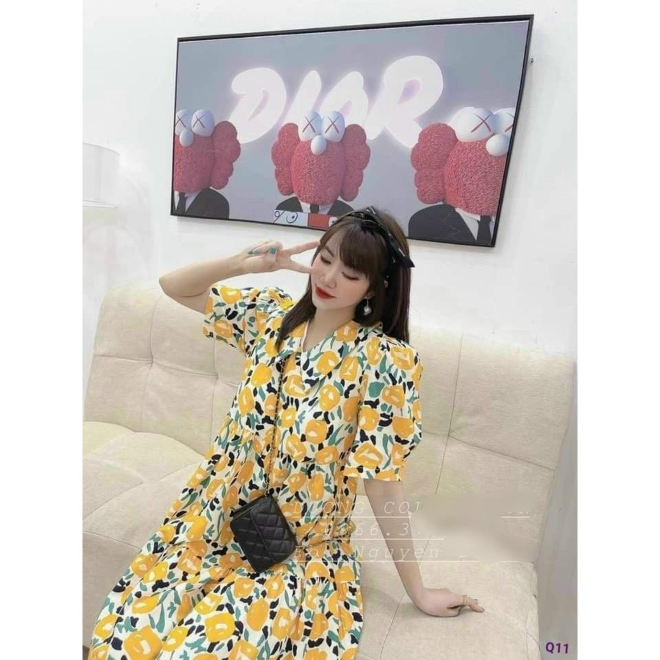 Đầm suông hoa cổ bèo đi chơi dạo phố váy bầu hoa nhí siêu dễ thương