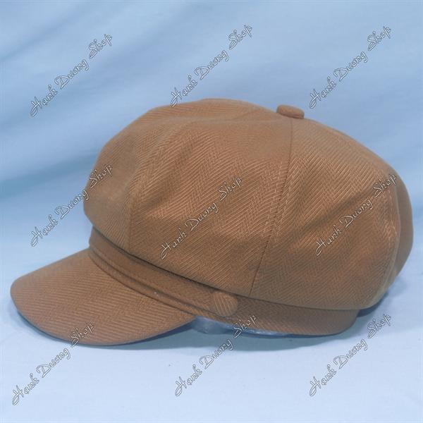 Nón mỏ vịt nữ trơn không thêu, nón beret nữ hàng quảng châu phong cách cổ điển, nón nồi nữ, nón bí ngô, nón beret họa sĩ hàng quảng châu vòng đầu 57-58cm có 2 dây rút giảm size đầu - Bò