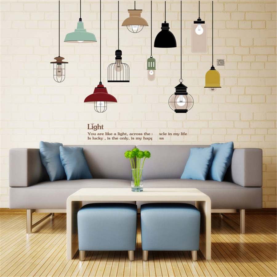 Decal dán tường chùm đèn đủ màu mẫu 2 - HP167