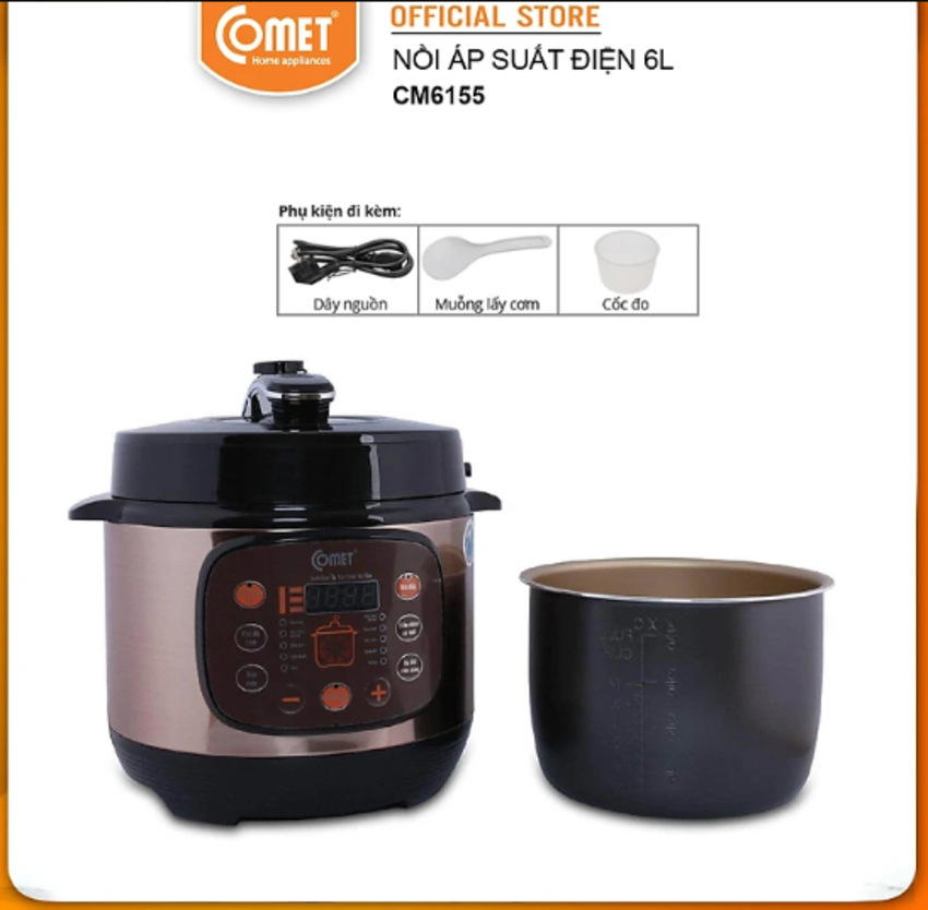 Nồi áp suất điện 6.0L, 1000W Comet CM6155 - Hàng chính hãng