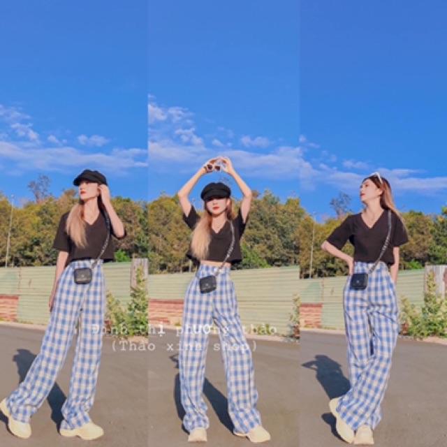 QUẦN CARO ỐNG RỘNG (KÈM VIDEO HÌNH THẬT