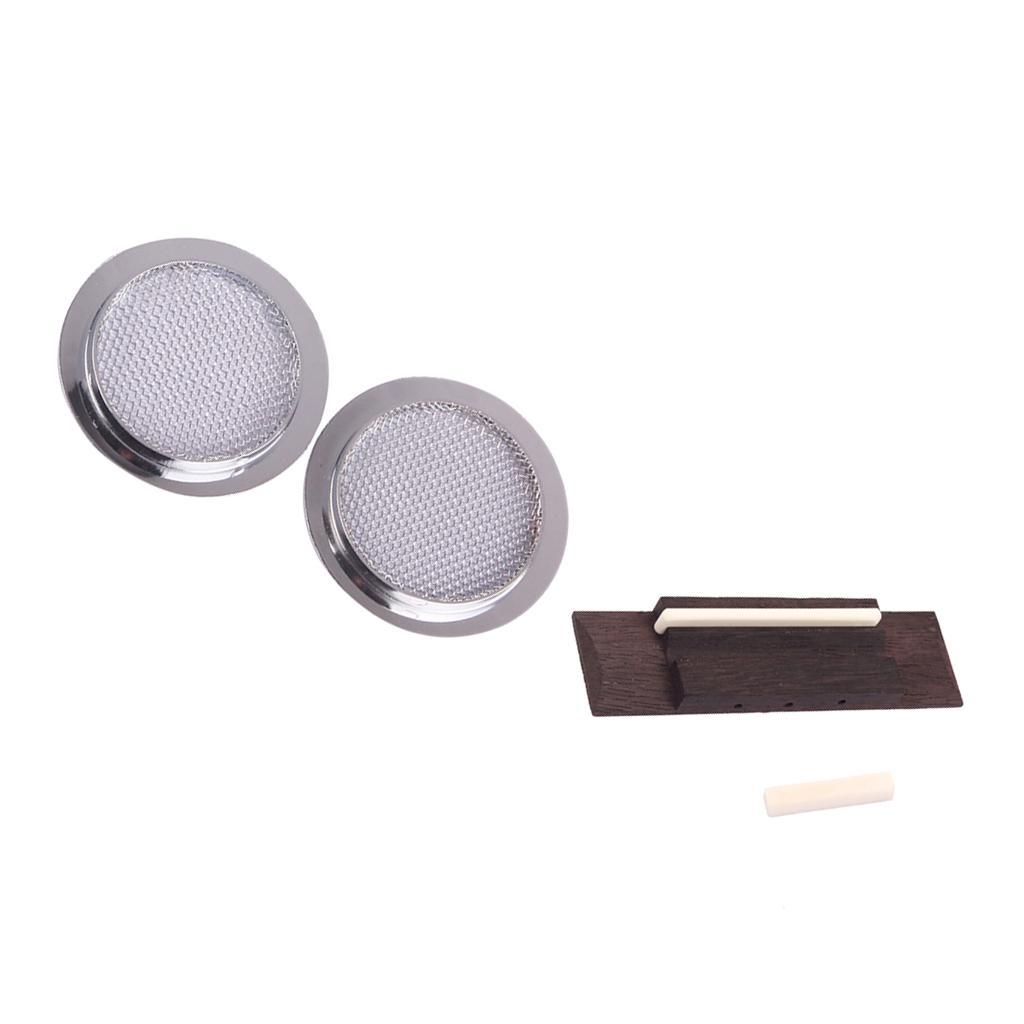 3 String Rosewood Bridge+Bone Saddle Nut+Soundhole Inserts for Guitar Parts